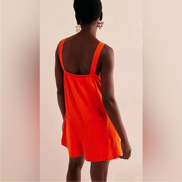 🚨 NWOT Free People Nichola Romper in Tangerine Tango - Picture 4 of 4